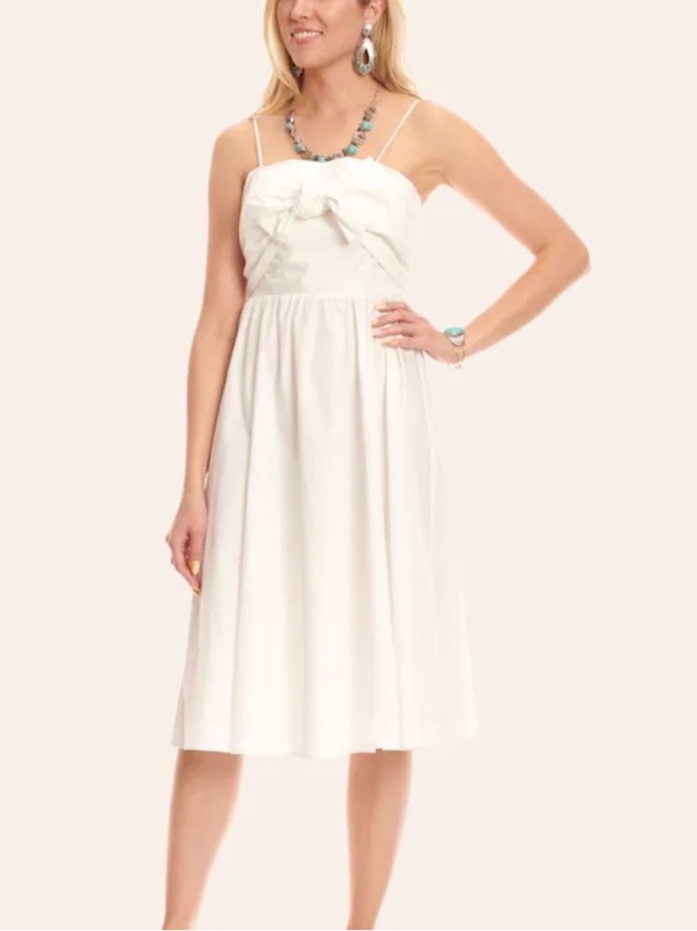 MAINSTRIP WOMEN'S WHITE OFF THE SHOULDER ACCENT SLEEVE SMOCKED BACK DRESS